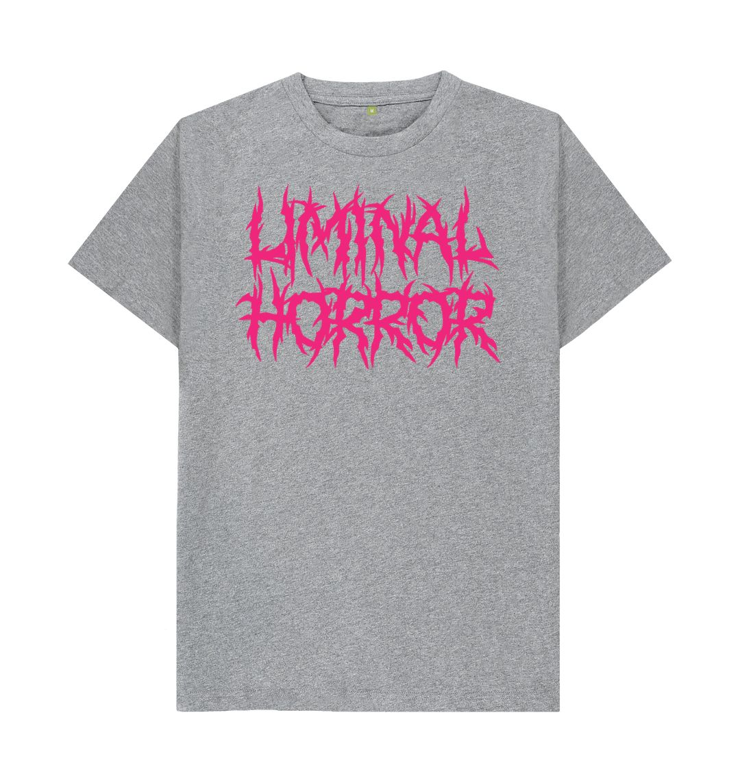 Athletic Grey Liminal Horror Hot Pink Logo on Light Gray Shirt