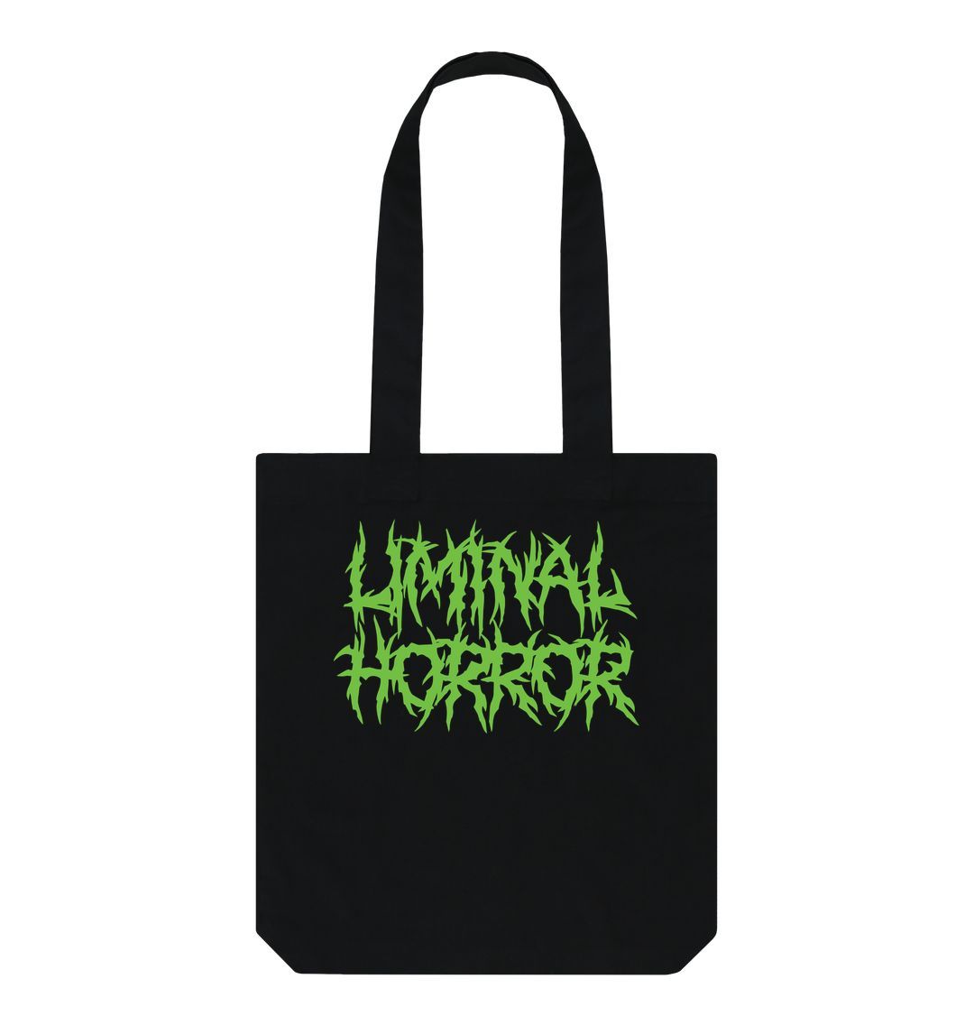 Black Liminal Horror Green Logo on Black Tote Bag