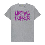 Athletic Grey Liminal Horror Purple Logo on Light Gray Shirt