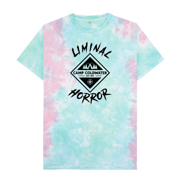 Pastel Tie Dye Camp Coldwater Black Logo on Pastel Tie-Dye Shirt