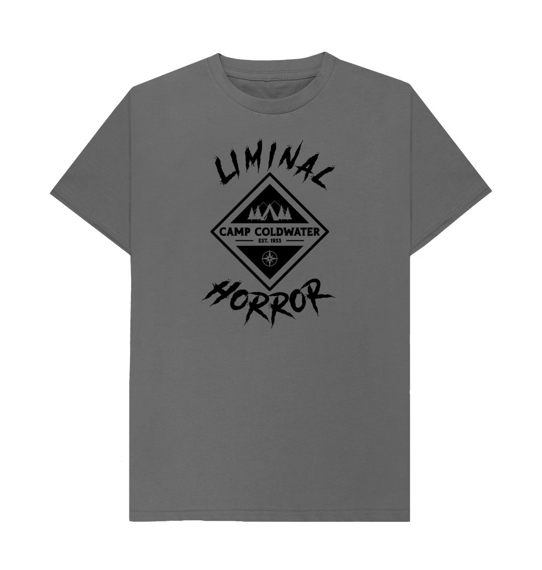 Slate Grey Camp Coldwater Black Logo on Solid Colored Shirt
