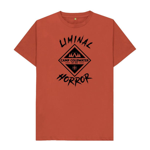 Rust Camp Coldwater Black Logo on Solid Colored Shirt