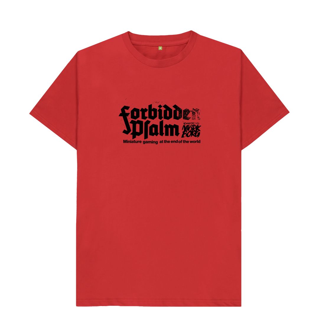 Red Forbidden Psalm Logo Standard Fit Shirt on Light Colors