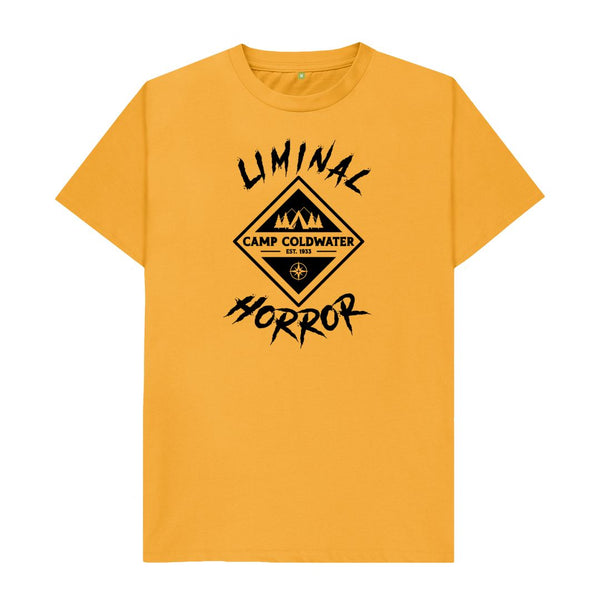 Mustard Camp Coldwater Black Logo on Solid Colored Shirt