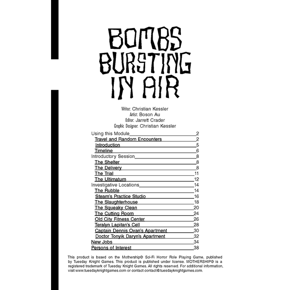 Bombs Bursting In Air (for Mothership Sci-Fi Horror RPG)