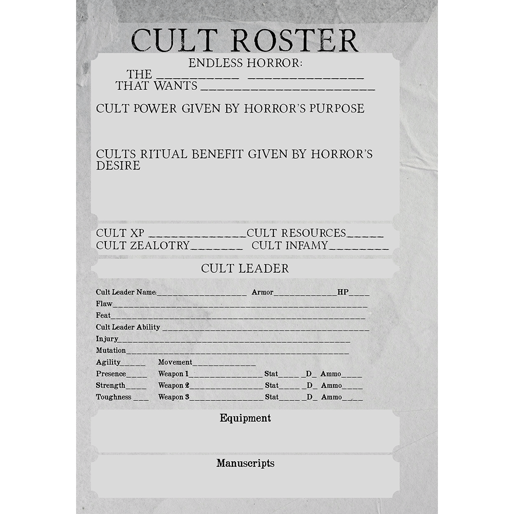 Endless Horrors Cult Record (compatible with Endless Horrors From Between the Stars)