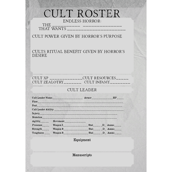 Endless Horrors Cult Record (compatible with Endless Horrors From Between the Stars)
