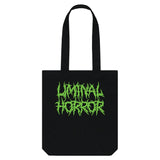 Black Liminal Horror Green Logo on Black Tote Bag