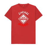 Red Camp Coldwater White and Red Logo on Dark Shirt