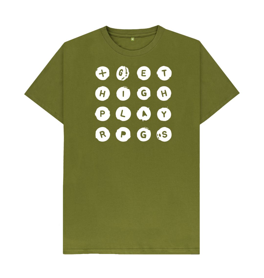 Moss Green Get High Play RPGs Logo Shirt