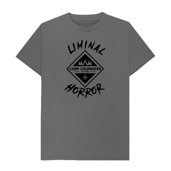 Slate Grey Camp Coldwater Black Logo on Solid Colored Shirt