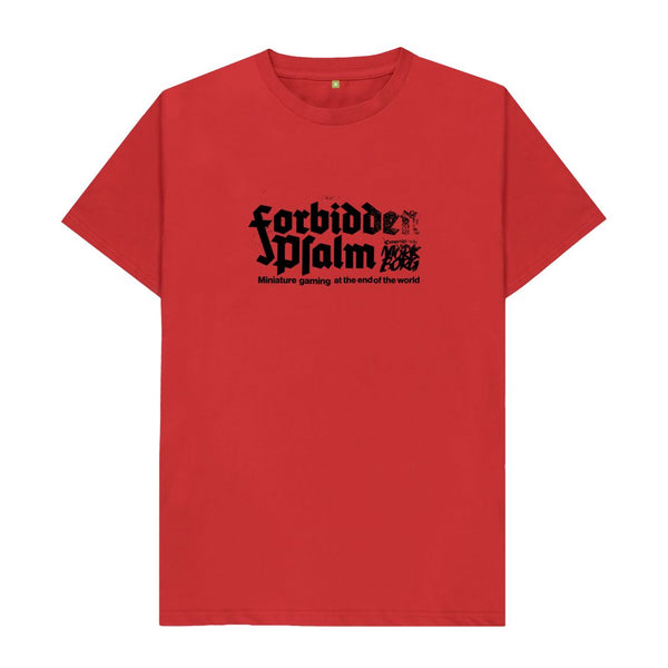 Red Forbidden Psalm Logo Standard Fit Shirt on Light Colors